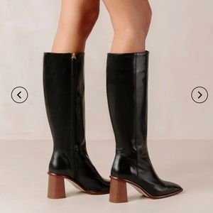 ALOHAS Black leather knee-high boots with block heel